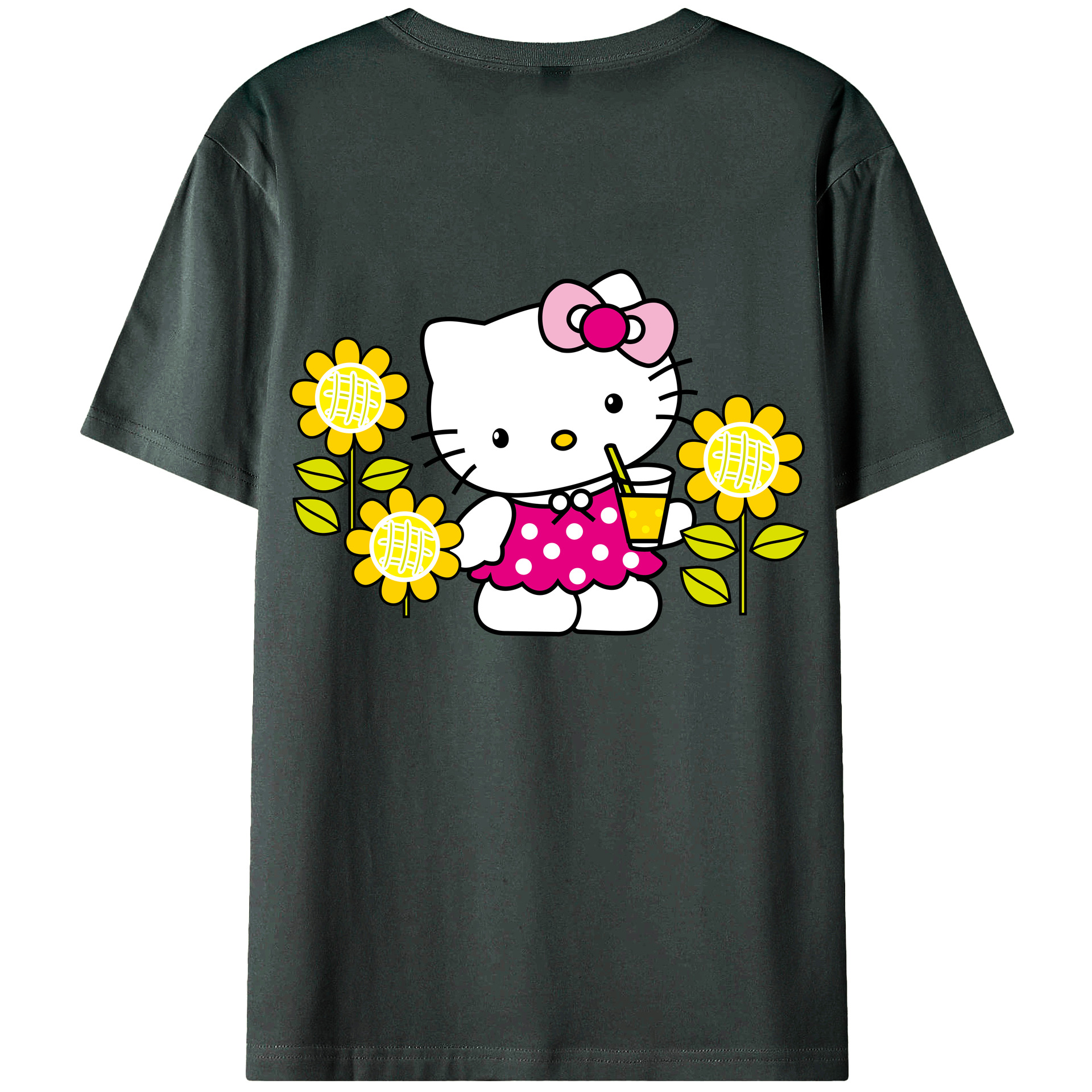 （画像用） Hello Kitty ハローキティ 綿100％ メンズ半袖Tシャツ（バックプリント） 通気性